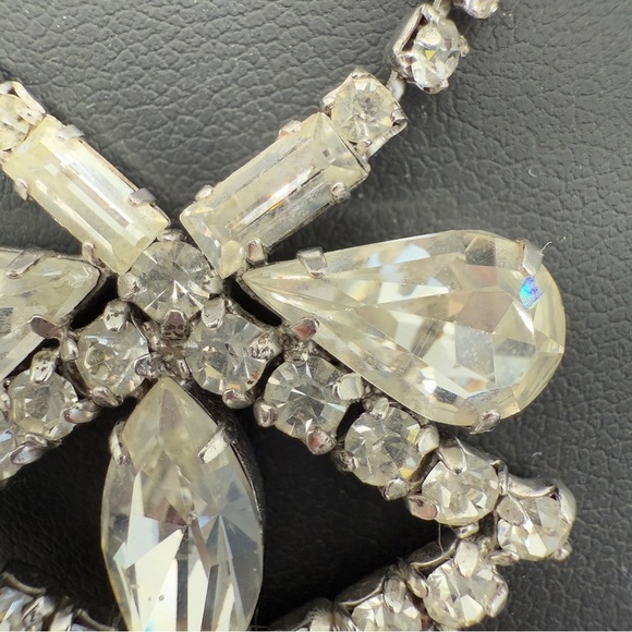 Rare 1940s Old Hollywood Vintage Rhinestone Necklace Signed Jayflex Sterling - Picture 4 of 11
